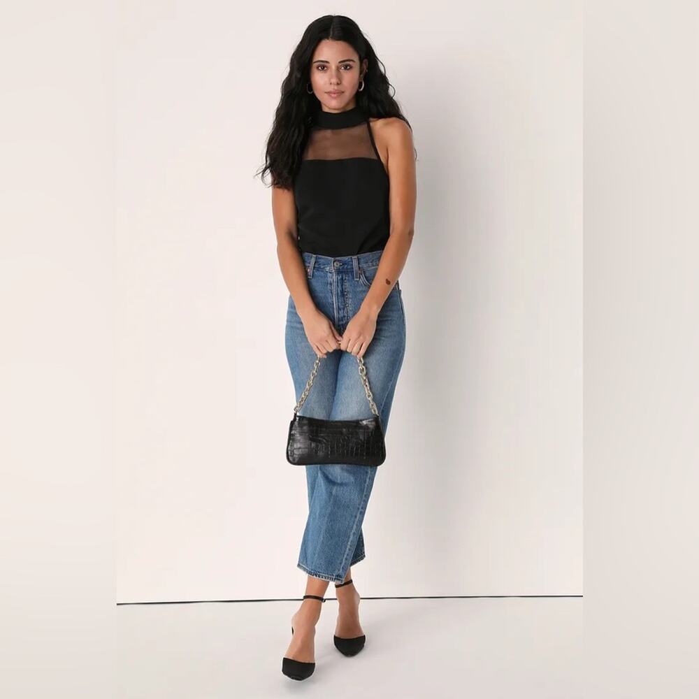 Lulus Made to Mesh Black Mock Neck Bodysuit - Picture 2 of 7